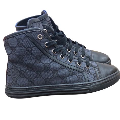 gucci supreme high top black|gucci monogram high top sneakers.